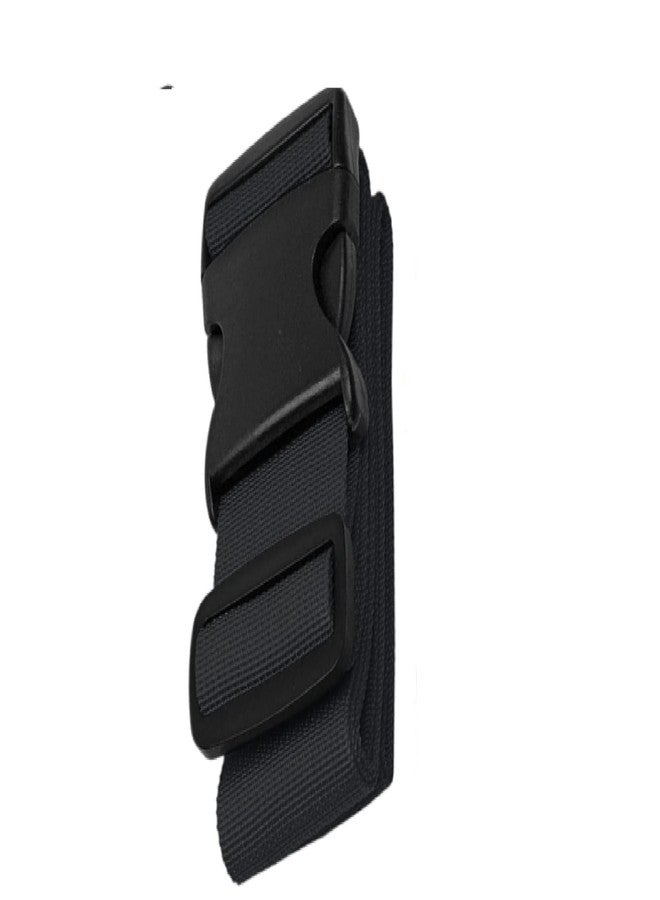 BASRI Luggage Straps for Suitcases, 5cm Wide x 2meter Long, Adjustable, Quick Release Buckle, Heavy Duty, Polypropylene Belt, ABS Push Buckle (1 PCS, Black) - Image 1